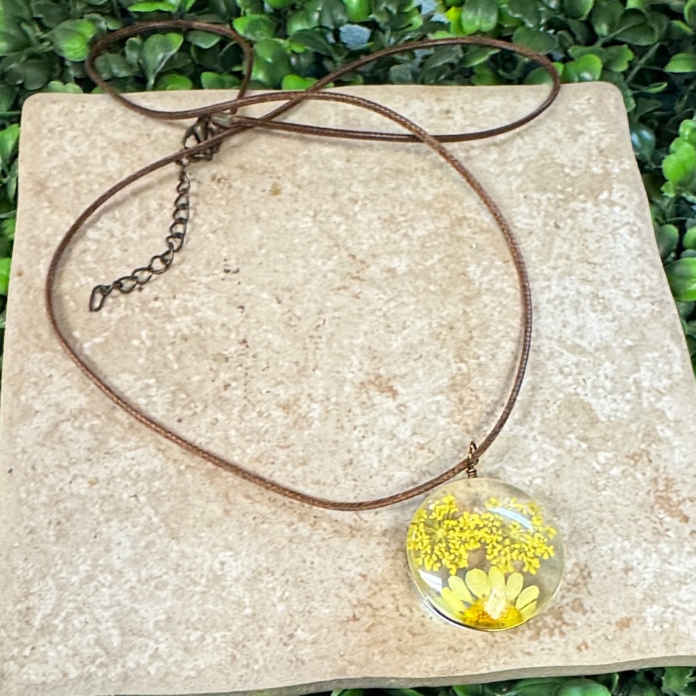 Yellow Floral Pendant Necklace